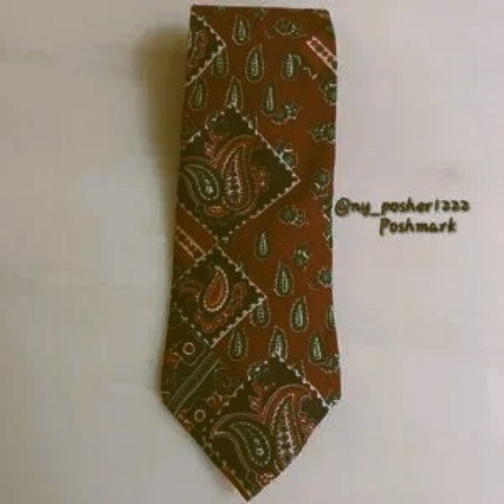 *𝓥𝓲𝓷𝓽𝓪𝓰𝓮 ＨＡＬＳＴＯＮ Italian Silk Paisley Tie Red Blue